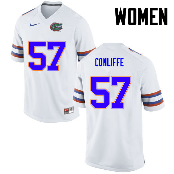 Women Florida Gators #57 Elijah Conliffe College Football Jerseys-White